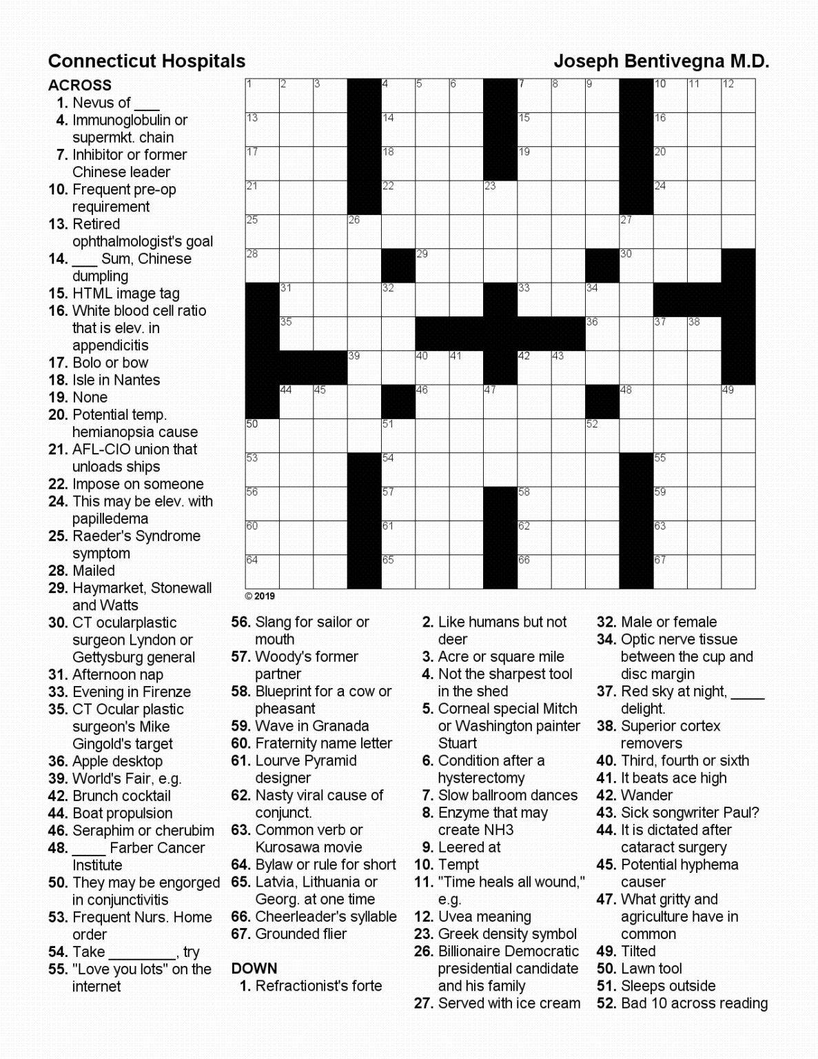 excessive pupil constriction crossword